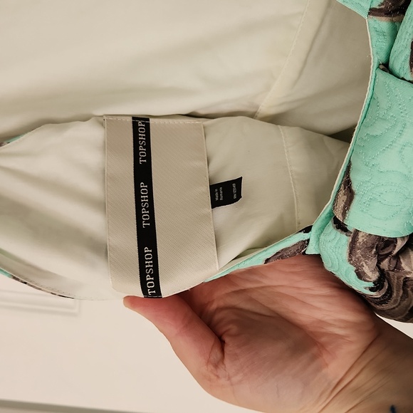 Topshop Mint Floral Fit and Flare Size 12 - Picture 3 of 4